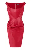 Versace Leather Mini Dress In Red