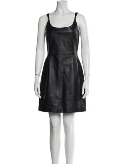 Pre-owned Versace Leather Mini Dress W/ Tags In Black