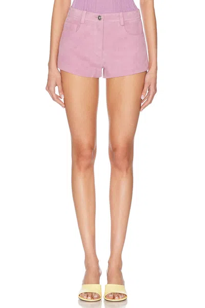 Versace Leather Mini Short In Dusty Mauve