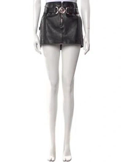 Pre-owned Versace Leather Mini Skirt In Black