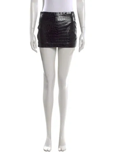 Pre-owned Versace Leather Mini Skirt In Black