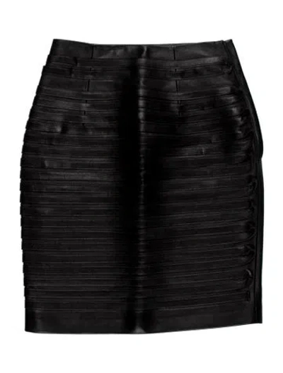 Pre-owned Versace Leather Mini Skirt In Black
