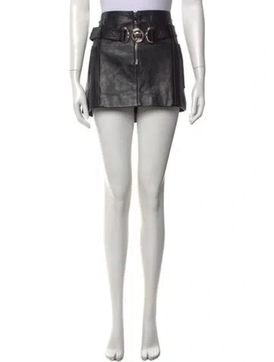 Pre-owned Versace Leather Mini Skirt In Black