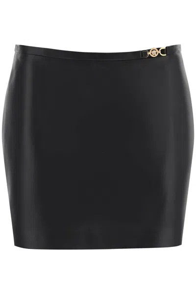 Versace Leather Mini Skirt In Black