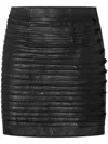 Versace Leather Pleated Mini Skirt In Black
