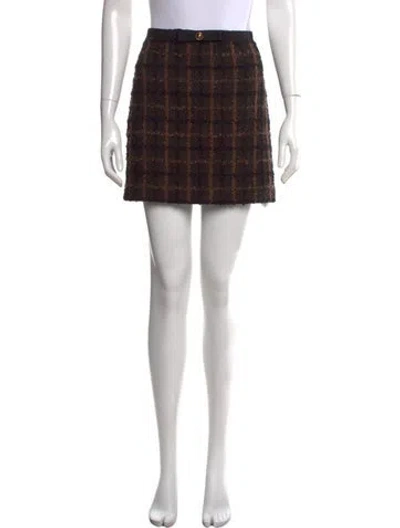 Pre-owned Versace Leather Mini Skirt In Brown