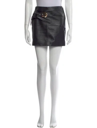 Pre-owned Versace Leather Mini Skirt In Multi