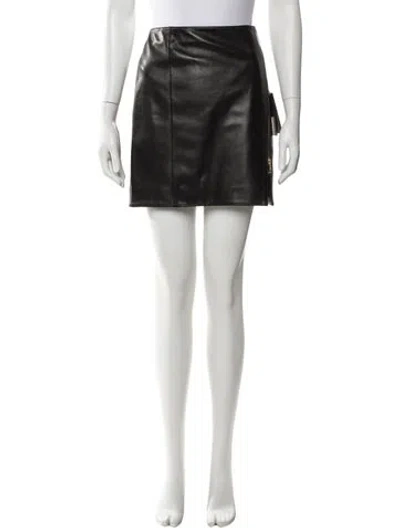 Pre-owned Versace Leather Mini Skirt W/ Tags In Black