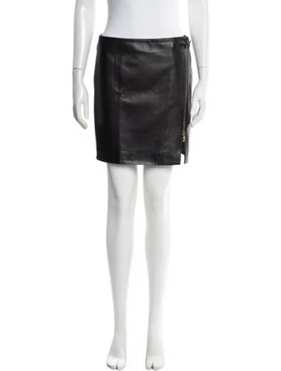 Pre-owned Versace Leather Mini Skirt W/ Tags In Black