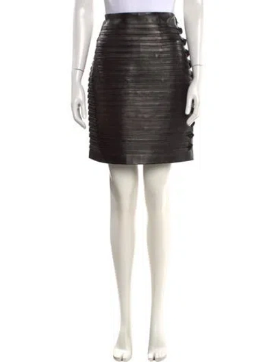 Pre-owned Versace Leather Mini Skirt W/ Tags In Black