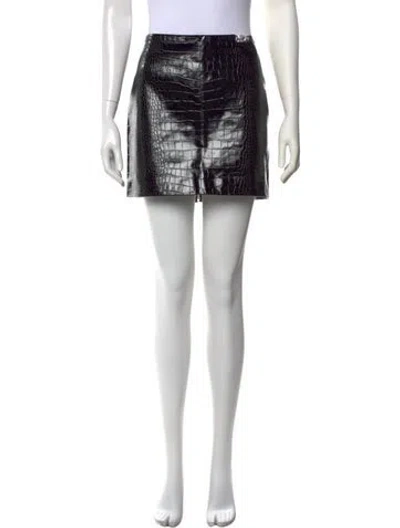 Pre-owned Versace Leather Mini Skirt W/ Tags In Black