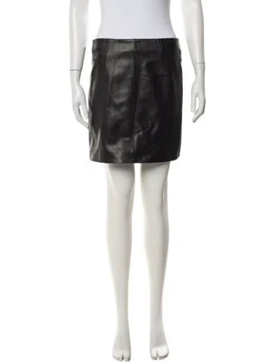 Pre-owned Versace Leather Mini Skirt W/ Tags In Black