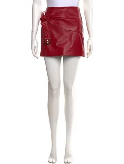 Pre-owned Versace Leather Mini Skirt W/ Tags In Red