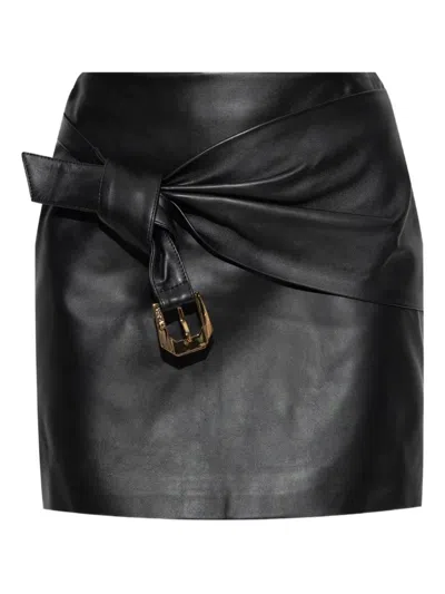 VERSACE VERSACE LEATHER MINI SKIRT WITH BUCKLE