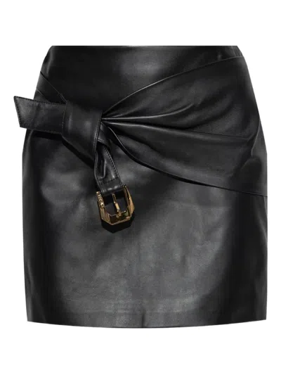 VERSACE LEATHER MINI SKIRT WITH BUCKLE