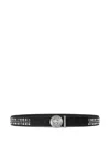 Versace Leather Mix Studs Belt In Neutral
