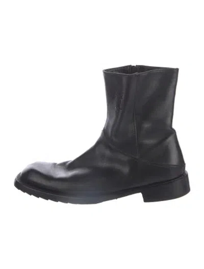 Pre-owned Versace Leather Moto Boots In Black