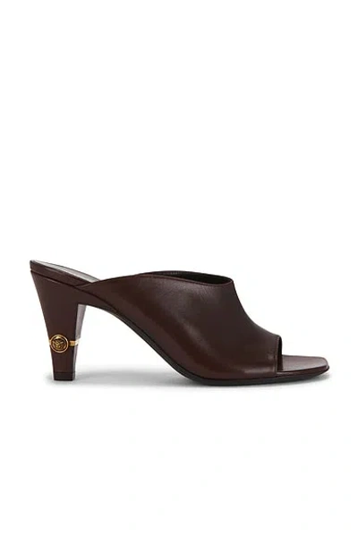 Versace Leather Mule Sandal In Brown