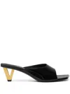 Versace V2025 55 Patent Leather Mules In Black