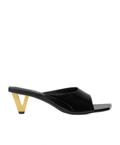 VERSACE VERSACE SQUARE-TOE SLIP-ON HEELED SANDALS