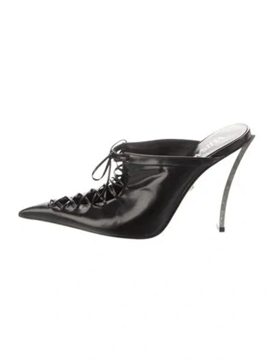 Pre-owned Versace Leather Mules In Black
