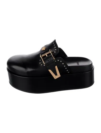 Pre-owned Versace Leather Mules In Black