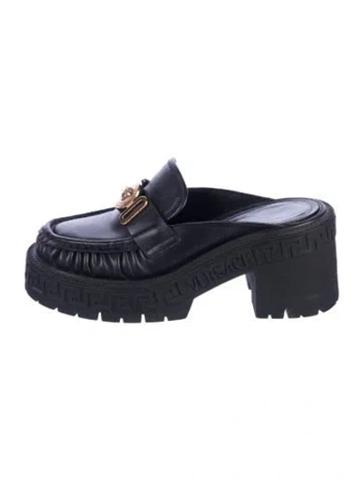 Pre-owned Versace Leather Mules In Blue