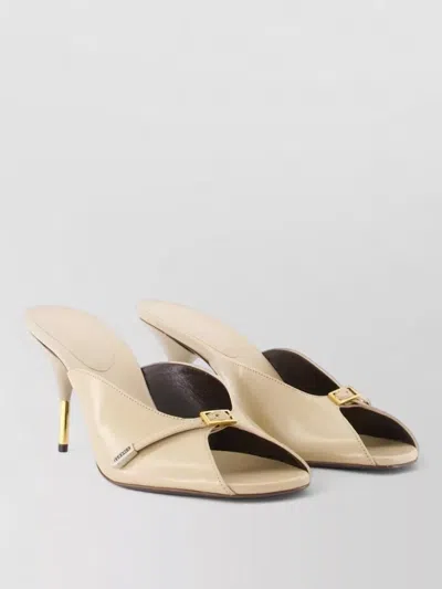Versace Nyx 80 Leather Mules In Neutral