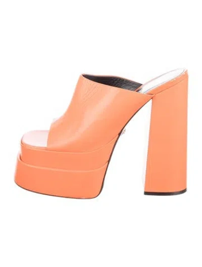 Pre-owned Versace Leather Mules In Orange
