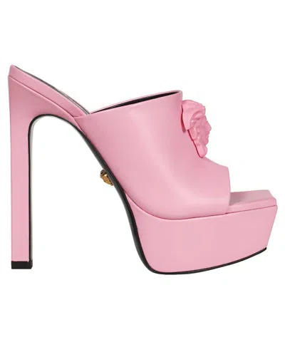 Versace Leather Mules In Pink