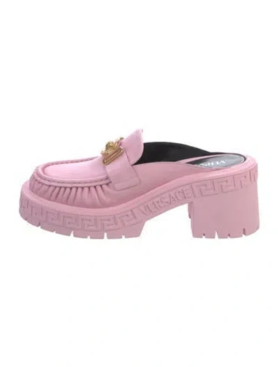 Pre-owned Versace Leather Mules In Pink