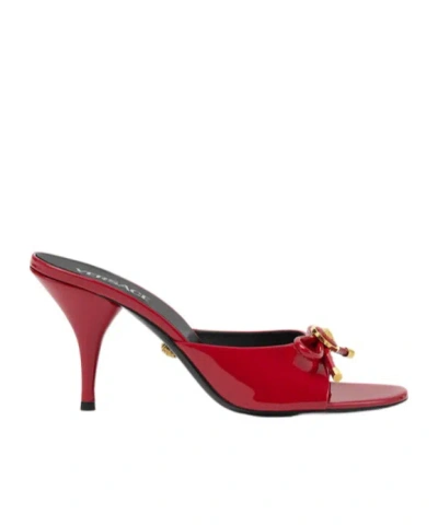 VERSACE VERSACE MEDUSA BOW-DETAILED OPEN-TOE MULES
