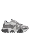 Versace Grey Leather Neoprene Chunky Low Top Squalo Sneakers Shoes In White