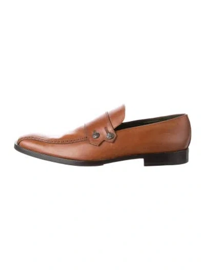 Pre-owned Versace Leather Oxfords In Brown