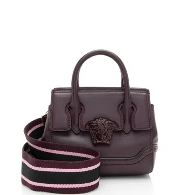 Versace Leather Palazzo Empire Mini Satchel In Purple