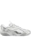Versace Leather-panelled Sneakers In Silver