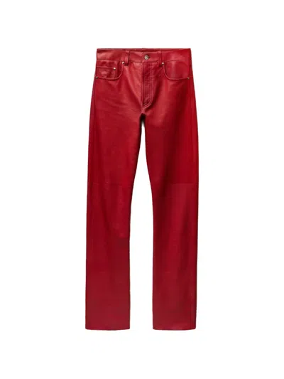 Versace Leather Pants In Red