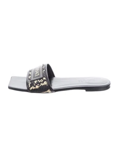 Pre-owned Versace Leather Patterned Slides In Multicolor