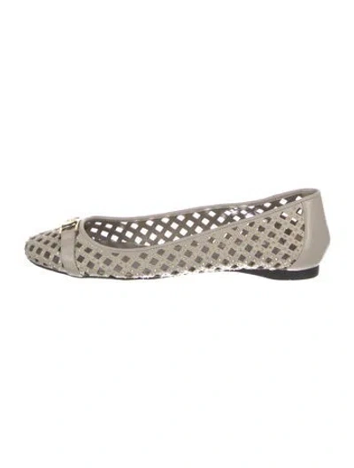Pre-owned Versace Leather Plaid Print Flats In Neutral