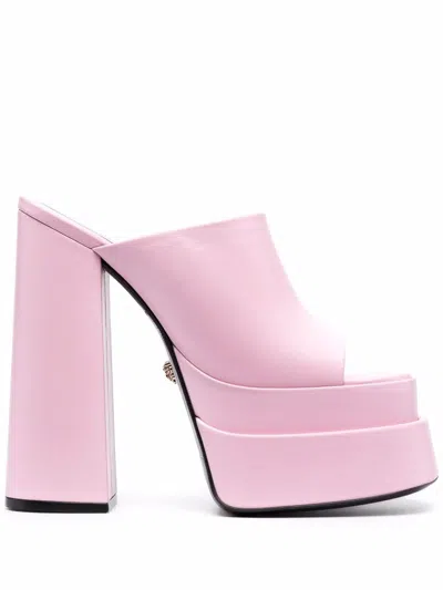 Versace Pink Aevitas Platform Mules In 1pb9v Candy-oro Vers