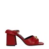 Versace Red Leather Platform Sandals In Red