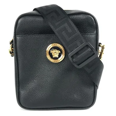 Pre-owned Versace Leather Pochette Shoulder Bag () In Black