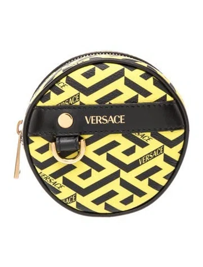 Pre-owned Versace Leather Pouch In Yellow