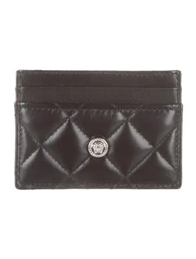 Pre-owned Versace Leather Printed Card Holder In Black