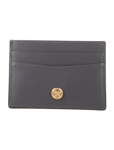 Pre-owned Versace Leather Printed Card Holder W/ Tags In Gray