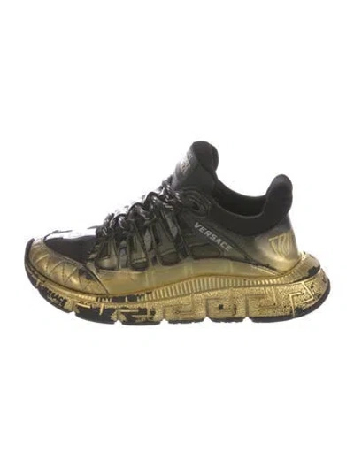 Pre-owned Versace Leather Printed Chunky Sneakers In Green