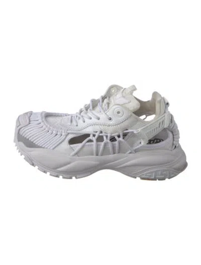 Pre-owned Versace Leather Printed Chunky Sneakers In White
