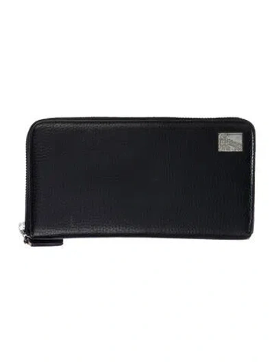 Pre-owned Versace Leather Printed Continental Wallet In Black