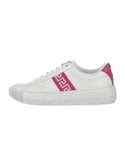 Pre-owned Versace Leather Printed Sneakers In White