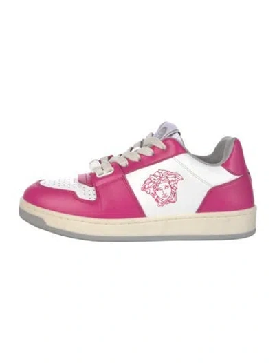 Pre-owned Versace Leather Printed Sneakers In White